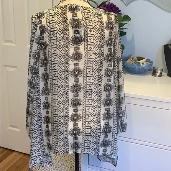 Kori America Long Sleeve Sheer Beach Top | Coverup - Picture 2 of 5